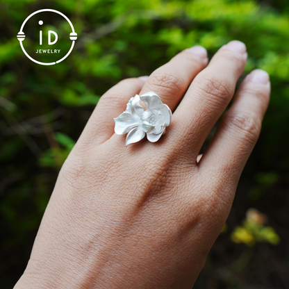 Lotus Ring in 925 Sterling Silver, Handmade Blossom Ring in Zen Style, Botanical Jewelry Gift for Her, Symbol of Inner Peace