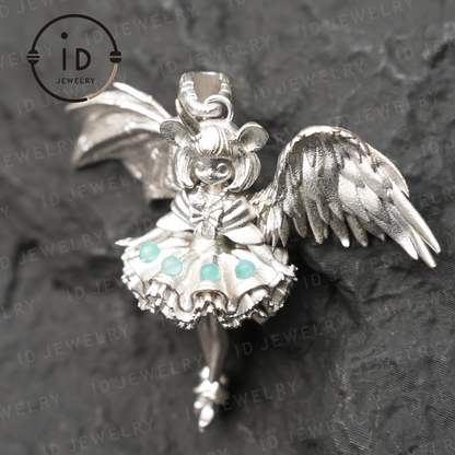 Gemini Zodiac Pendant – Fantasy Girl Charm with Galaxy Stone, Handmade Celestial Jewelry, Astrological Twin Symbol Necklace