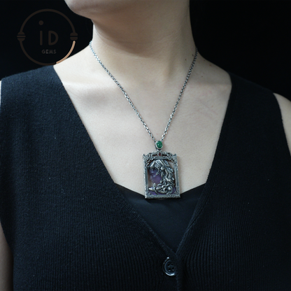 Medusa Pendant in Gothic Style – Handmade Art Jewelry with Amethyst, Chalcedony, Greek Mythology Symbol, Dark Fantasy Statement Piece