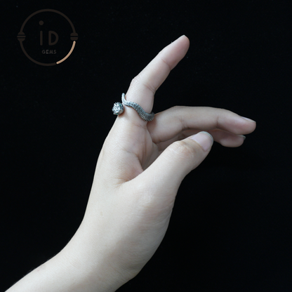 Mystic Snake Ring, Green Zircon, Dragon Scale Design, Handmade Fantasy Amulet Jewelry, For Collection & Gift