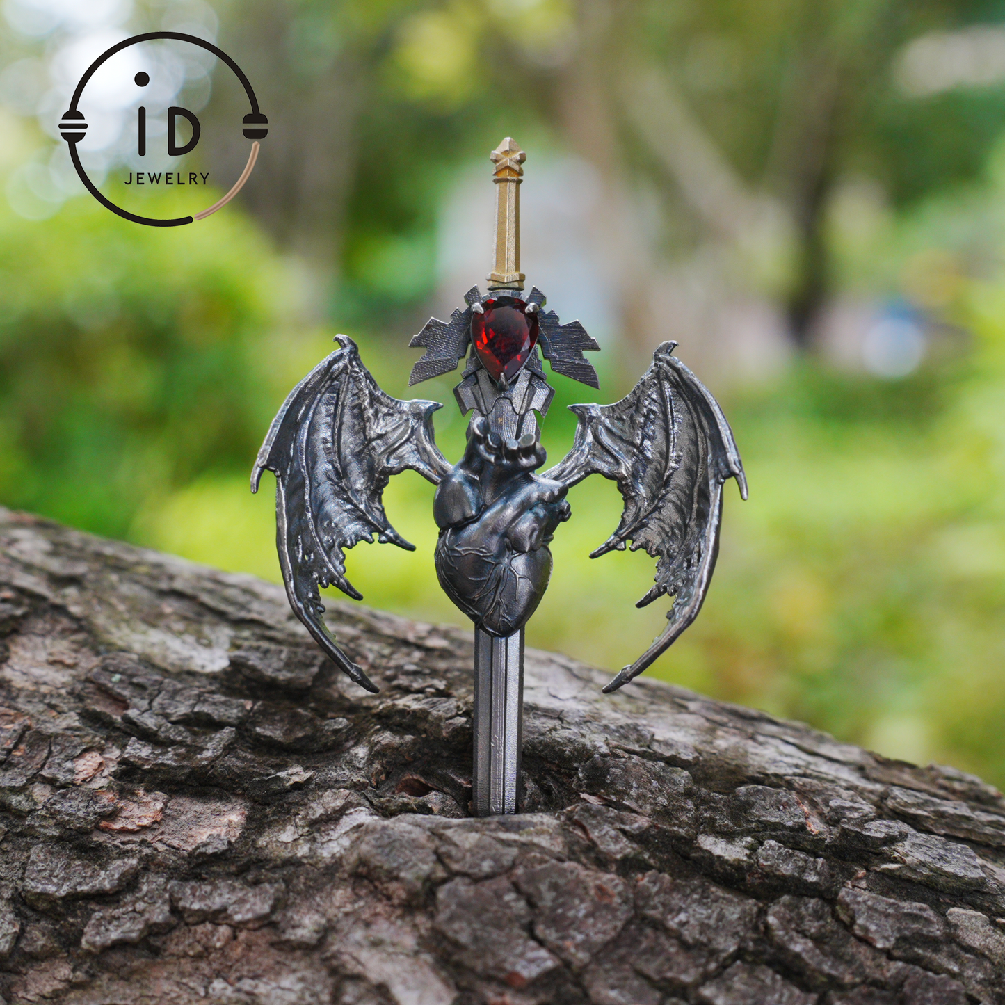 925 Silver Guardian Heartblade Necklace, Handmade 925 Silver Necklace, Garnet Symbolizing Vitality, Silver Jewelry Gift