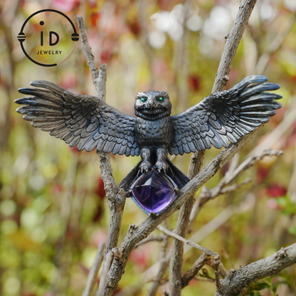 Spread-Wing Owl Necklace｜Animal Totem Amulet｜925 Sterling Silver, Hand-Carved｜Winged Design｜Nature-Themed Necklace