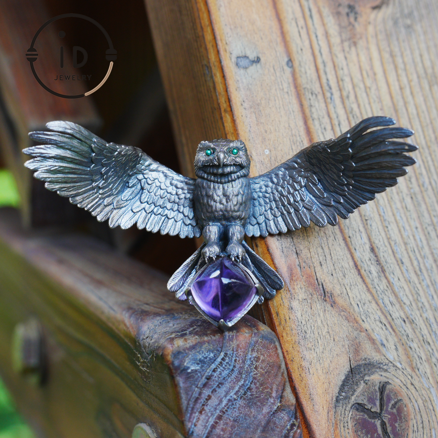 Spread-Wing Owl Necklace｜Animal Totem Amulet｜925 Sterling Silver, Hand-Carved｜Winged Design｜Nature-Themed Necklace