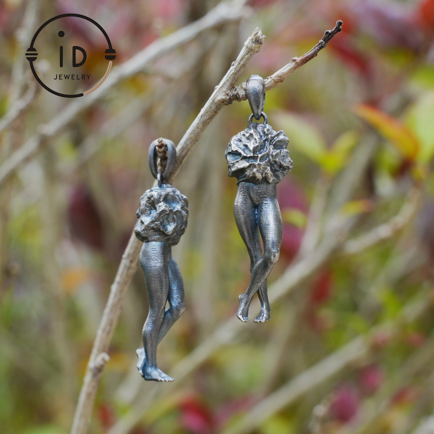 Art Sculpture Pendant Amulet, Handmade Totem Jewelry with Feminine Form and Stone Texture, Symbolic Awakening Necklace, Myth Inspired