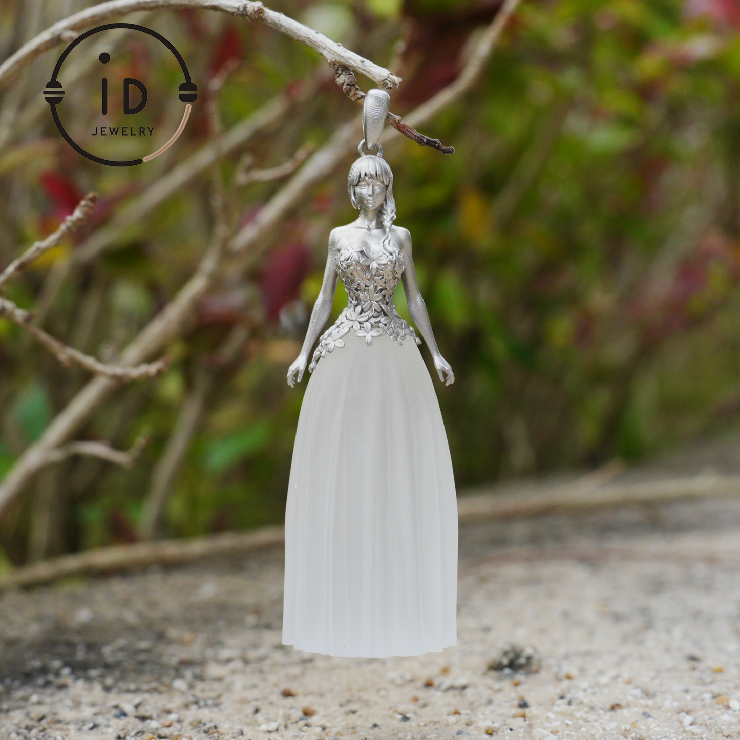White quartz pendant of promise – A spiritual gift for her – Symbol of peace, strength & devotion – Handcrafted in 925 sterling silver