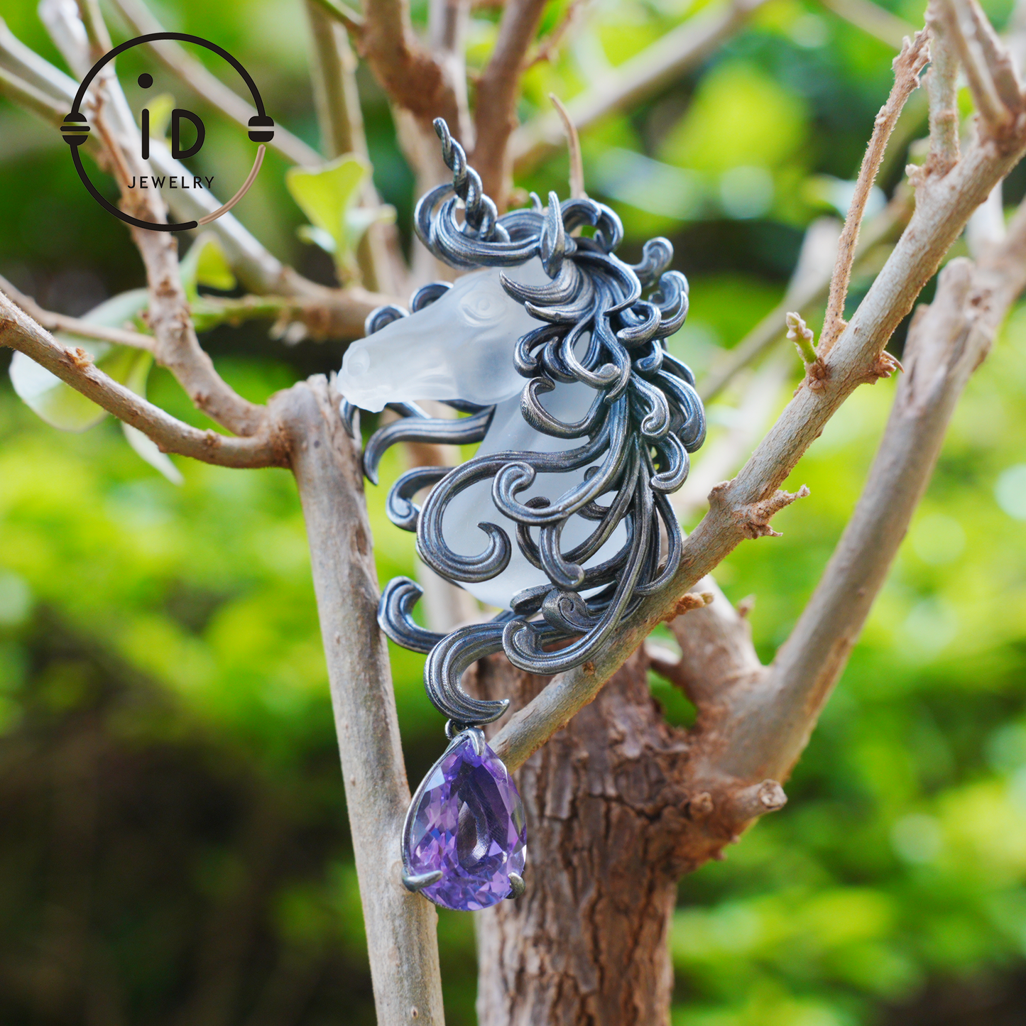 Unicorn Totem Necklace | Handmade 925 Sterling Silver | Fantasy Gift | Finely Carved Flowing Mane | Couture Artisan Silver Jewelry