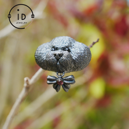 Guardian Dog Pendant, Black Onyx Emotional Amulet, Handmade Fantasy Jewelry, Night Spirit Totem, Storytelling Animal Charm