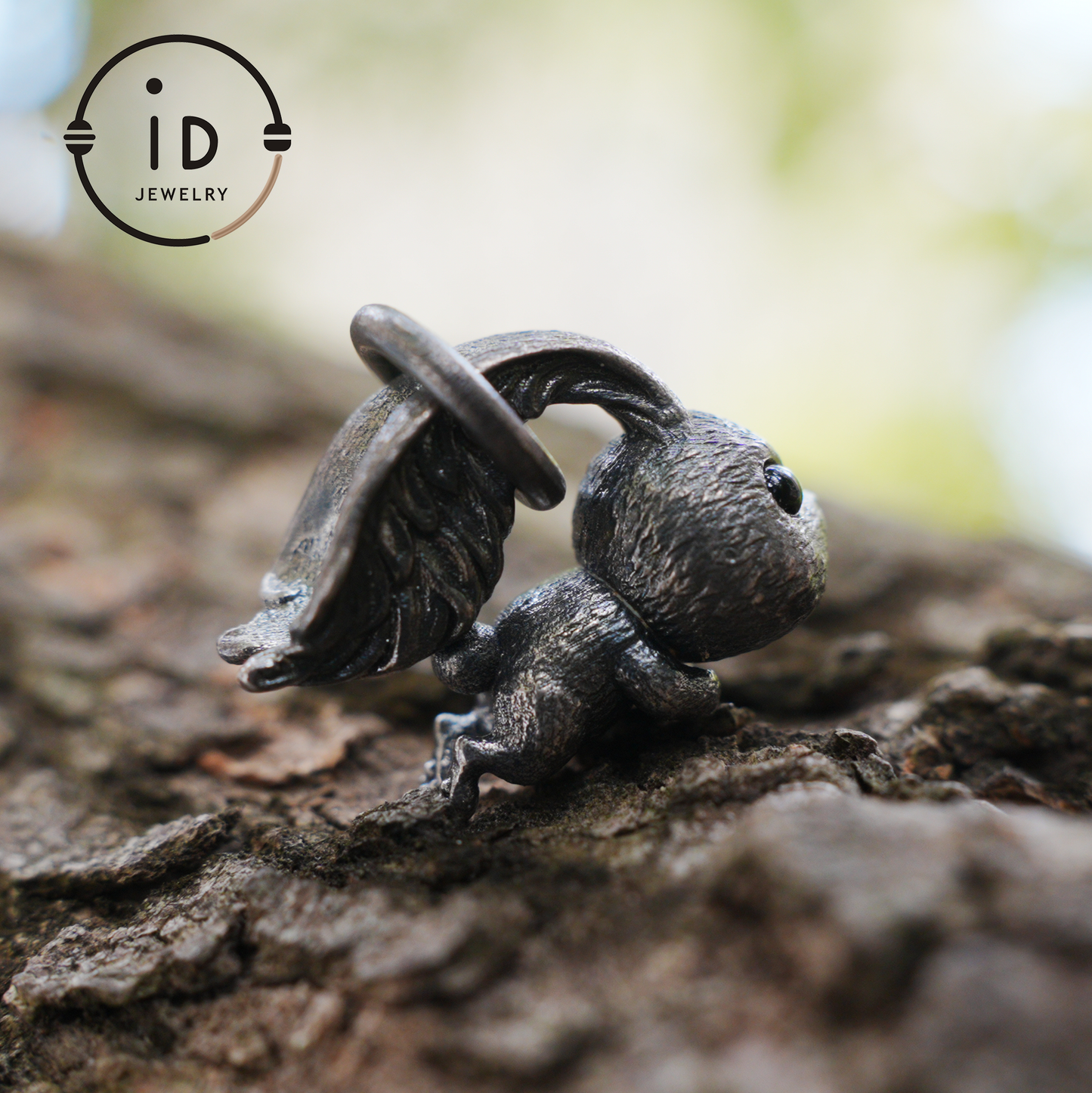 Rabbit Pendant – Leaping Bunny Totem with Onyx Eyes, Handmade Animal Amulet, Symbol of Awakening and New Beginnings