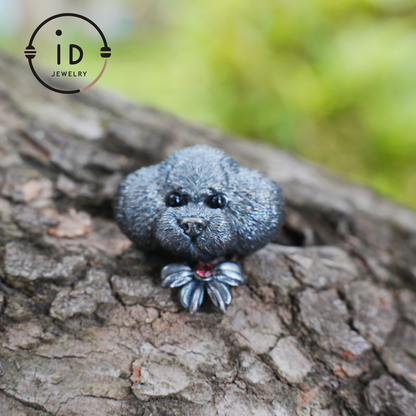 Guardian Dog Pendant, Black Onyx Emotional Amulet, Handmade Fantasy Jewelry, Night Spirit Totem, Storytelling Animal Charm