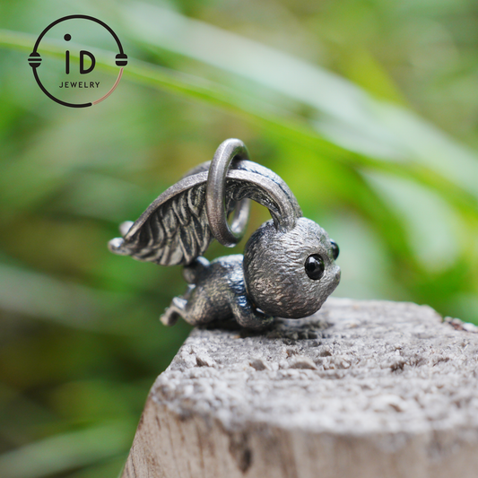 Rabbit Pendant – Leaping Bunny Totem with Onyx Eyes, Handmade Animal Amulet, Symbol of Awakening and New Beginnings