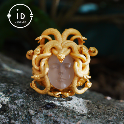 Medusa Pendant | Handmade 925 Silver & White Crystal | Mythical Statement Jewelry