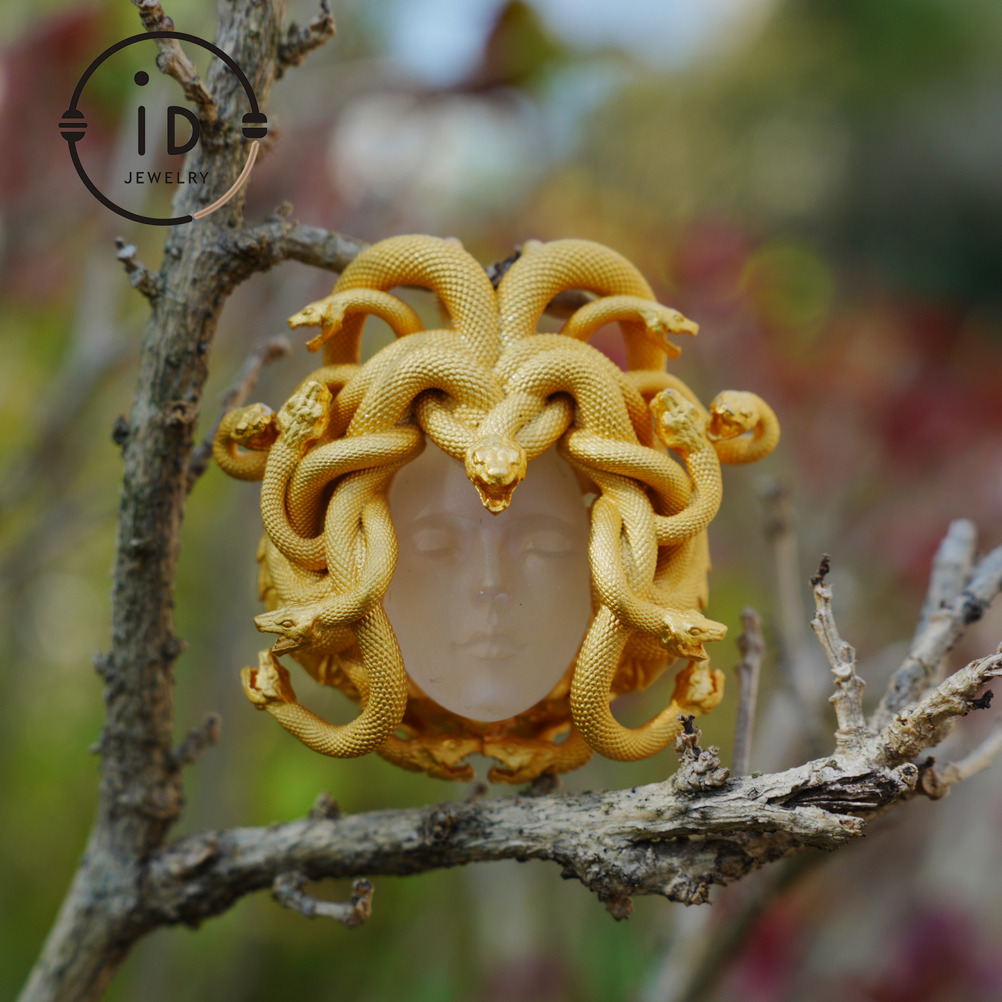 Medusa Pendant | Handmade 925 Silver & White Crystal | Mythical Statement Jewelry