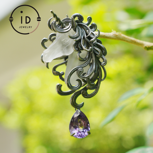 Unicorn Totem Necklace | Handmade 925 Sterling Silver | Fantasy/Gothic Gift | Finely Carved Flowing Mane | Couture Artisan Silver Jewelry