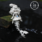 Hand-Carved Mermaid Skeleton Pendant Necklace | Mermaid Bones + Labradorite Flash | Handmade 925 Sterling Silver Amulet Ocean-Theme Necklace