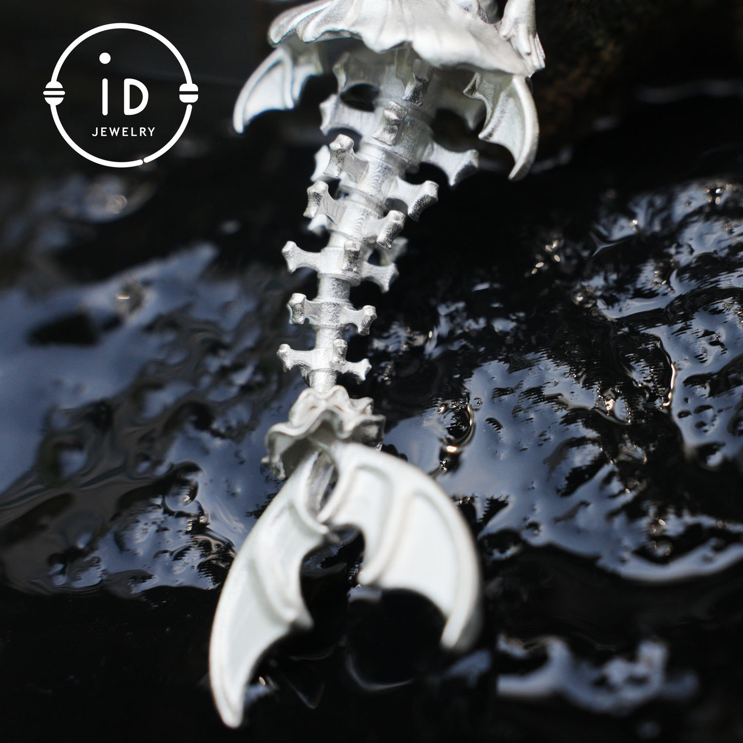 Hand-Carved Mermaid Skeleton Pendant Necklace | Mermaid Bones + Labradorite Flash | Handmade 925 Sterling Silver Amulet Ocean-Theme Necklace