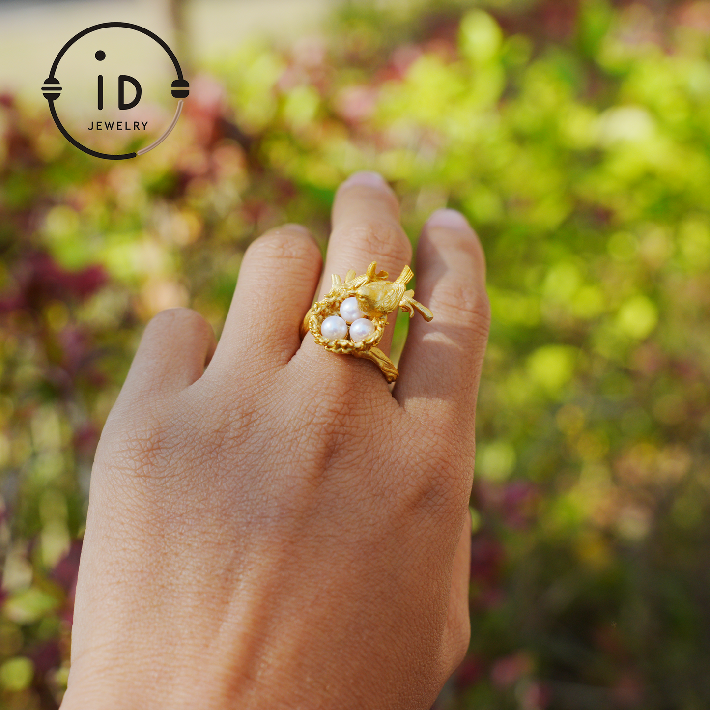 Adjustable Pearl Ring in Oxidized Silver or Gold Plated 925 Silver, Branch Design Fairytale Jewelry, Gift for Her, Mother's Day, Birthday