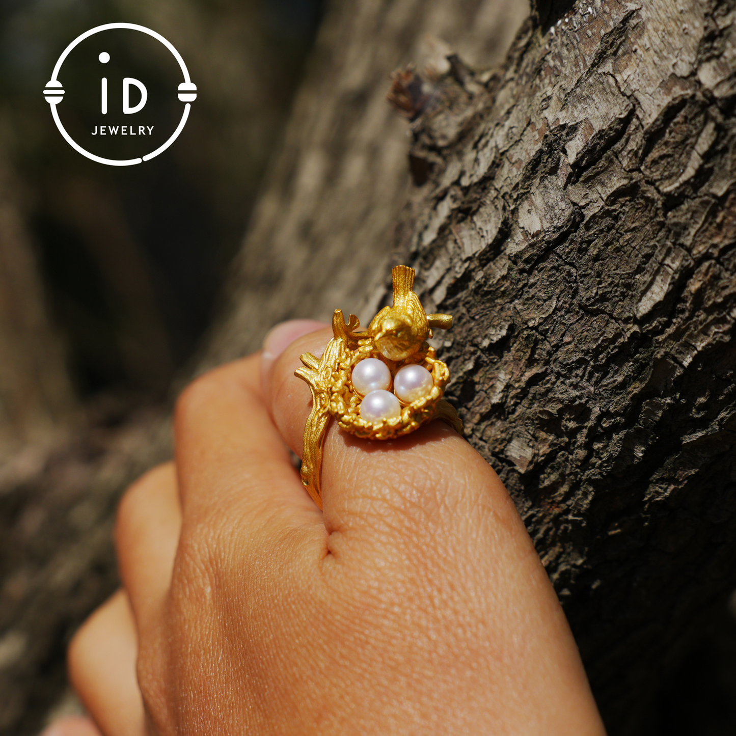 Adjustable Pearl Ring in Oxidized Silver or Gold Plated 925 Silver, Branch Design Fairytale Jewelry, Gift for Her, Mother's Day, Birthday