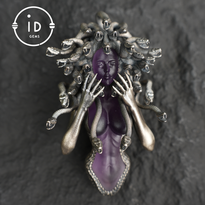 Amethyst Snake Pendant | Gothic 925 Silver Sculpture | Mystical Halloween Gift for Her