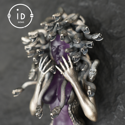Amethyst Snake Pendant | Gothic 925 Silver Sculpture | Mystical Halloween Gift for Her