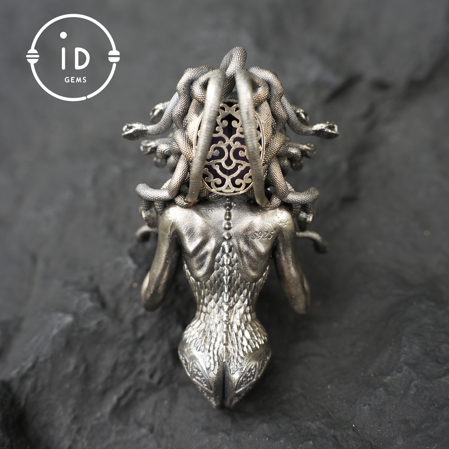 Amethyst Snake Pendant | Gothic 925 Silver Sculpture | Mystical Halloween Gift for Her