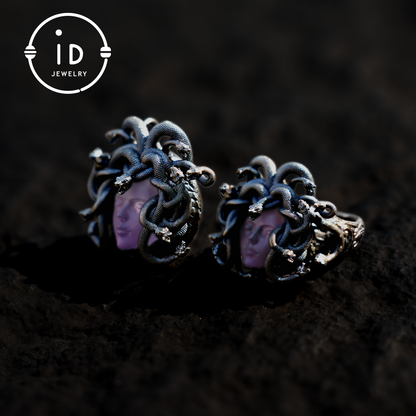 Medusa Pendant, 925 Sterling Silver, Handcrafted with Amethyst Crystal, Mythical Jewelry, Unique Gift
