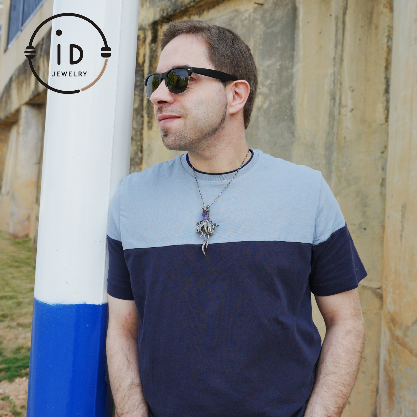 Large Amethyst Pendant in Oxidized 925 Silver with Tentacle Figure · Gothic Fantasy Style Necklace · Unique Halloween Jewelry Gift for Her