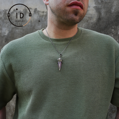 Pink Agate Fish Pendant in 925 Silver, Whimsical Totem Animal Necklace, Fantasy Vintage Jewelry Gift for Women or Men, Birthday Christmas