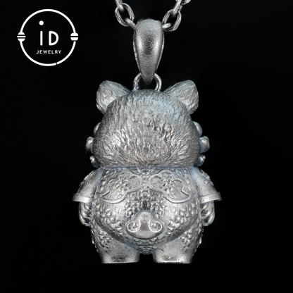 Tiger Pendant in 925 Sterling Silver with Sunstone and Black Onyx, Vintage Totem Necklace Amulet, Gift for Men Birthday Christmas