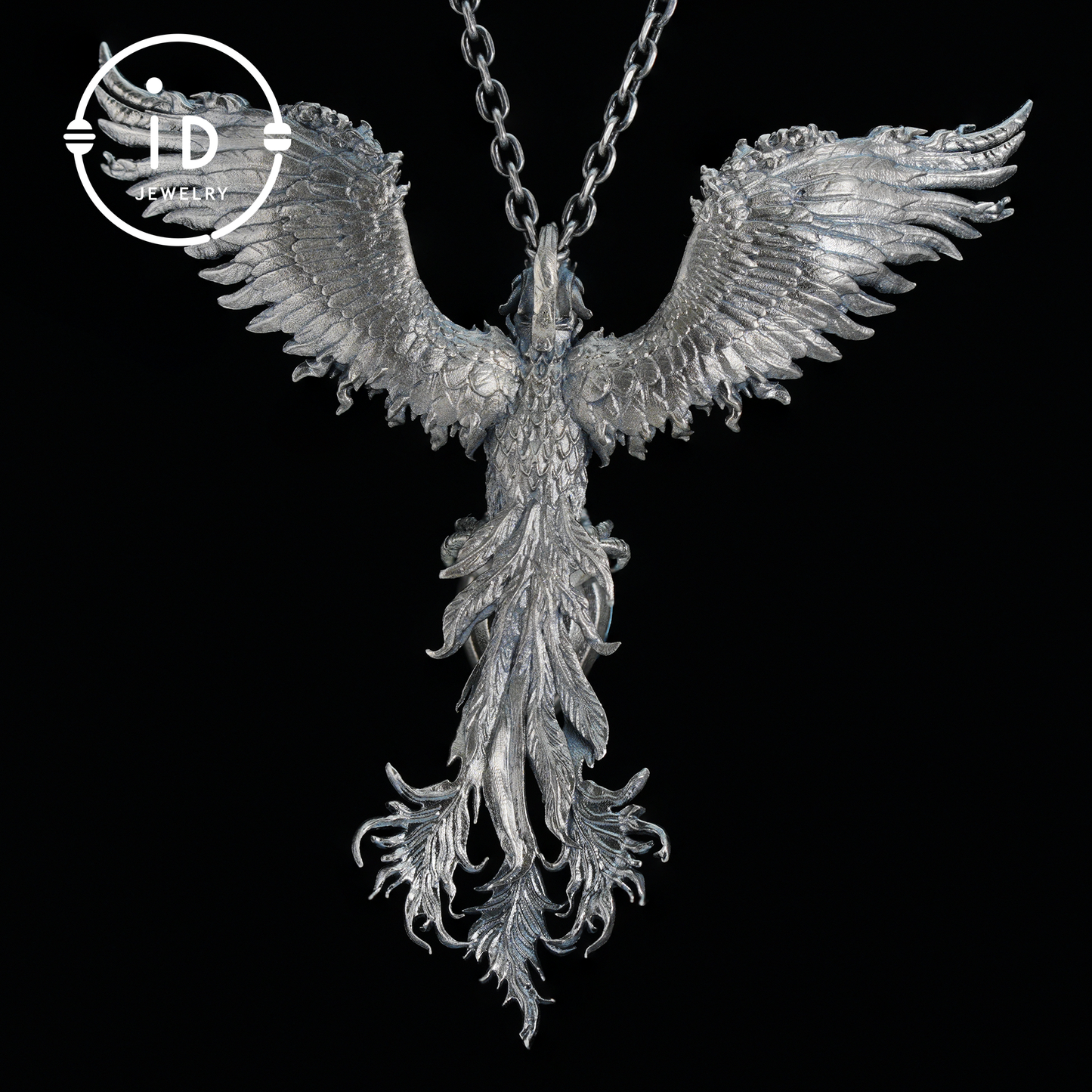 Handmade Phoenix Necklace with Aquamarine | Mystical Symbol | Vintage Fantasy Jewelry