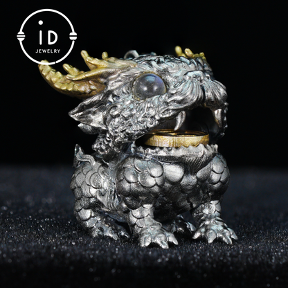 Labradorite Pendant Dragon 925 Silver Vintage Totem Gothic Style Mini Sculpture Talisman Gift for Her Mystical Handmade