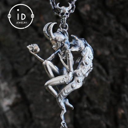 925 Silver Pendant with Lodolith Crystal Drop, Gothic Fantasy Jewelry, Oxidized Silver, Talisman Pendant for Self-Reflection, Gift for Her