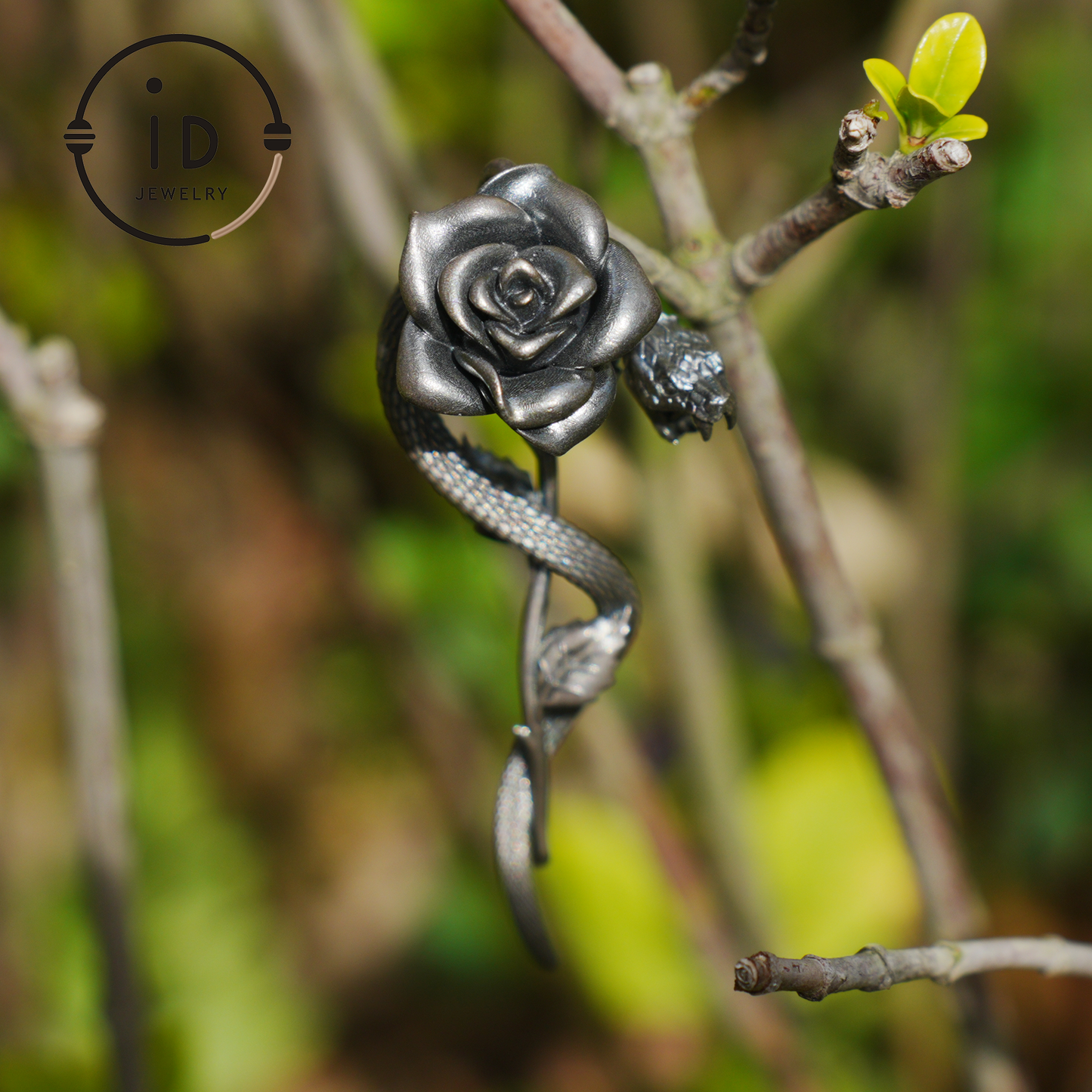 Heart Shaped Garnet Snake Pendant in 925 Sterling Silver with Rose Design, Gothic Vintage Style, Gift for Her, Dark Symbolic Jewelry