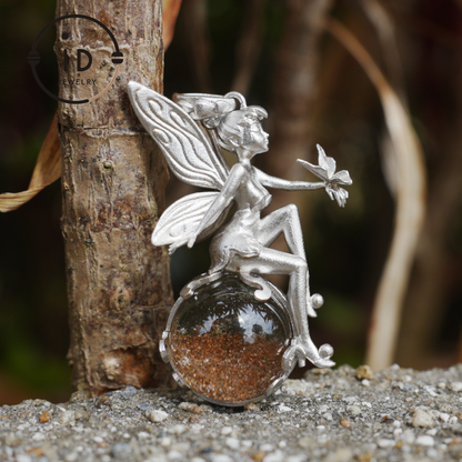 Fairy Pendant Necklace in 925 Sterling Silver with Moss Quartz | Handmade Fantasy Jewelry with Nature Spirit Elf Design | Mystical Keepsake Gift for Adults