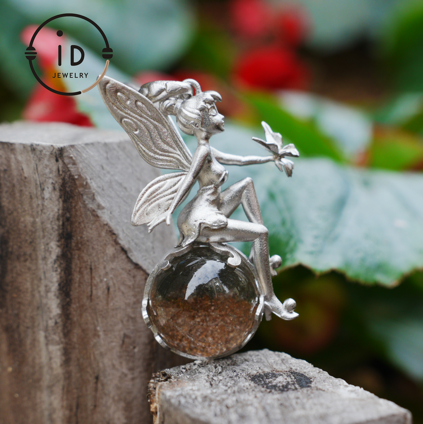 Fairy Pendant Necklace in 925 Sterling Silver with Moss Quartz | Handmade Fantasy Jewelry with Nature Spirit Elf Design | Mystical Keepsake Gift for Adults