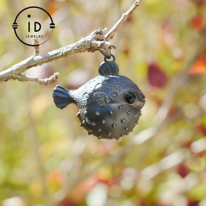 Fish Pendant made of 925 Sterling Silver with Black Onyx in Fairytale Style · Gift for Her · Solid Talisman for Nature Lovers