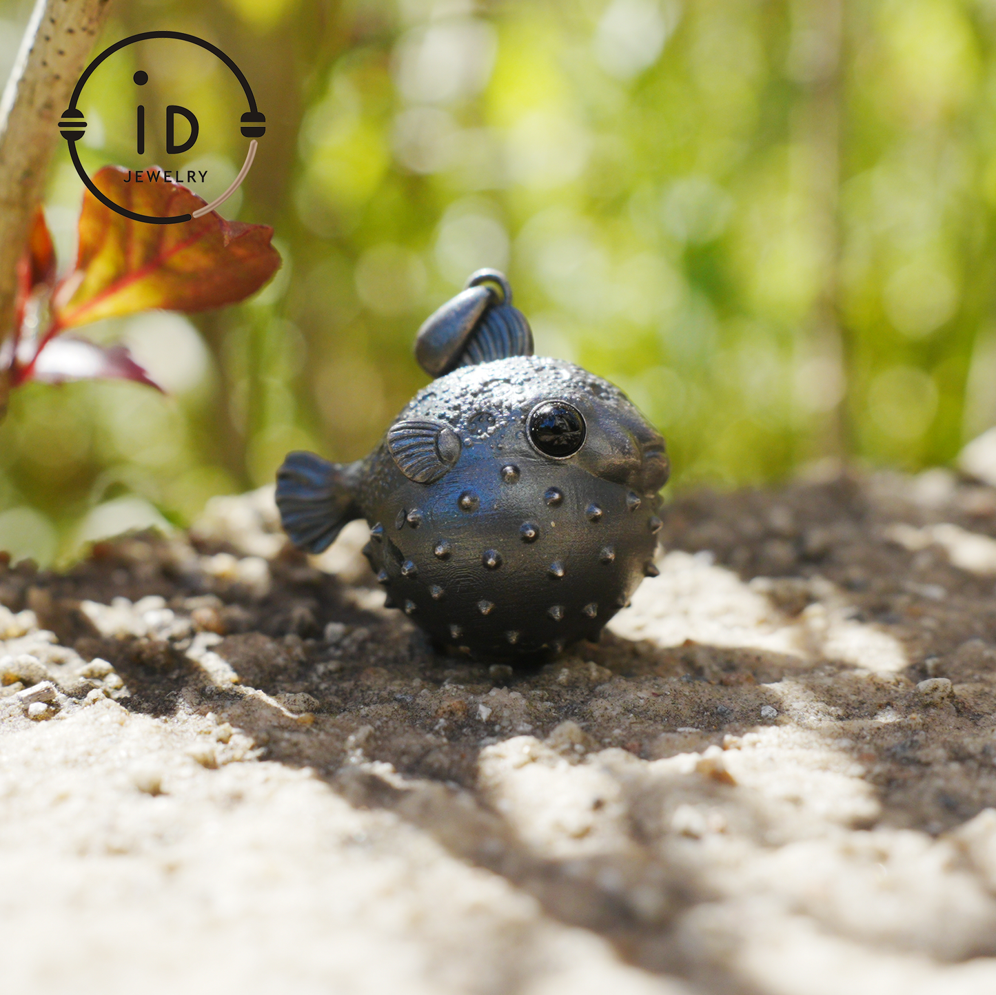 Fish Pendant made of 925 Sterling Silver with Black Onyx in Fairytale Style · Gift for Her · Solid Talisman for Nature Lovers