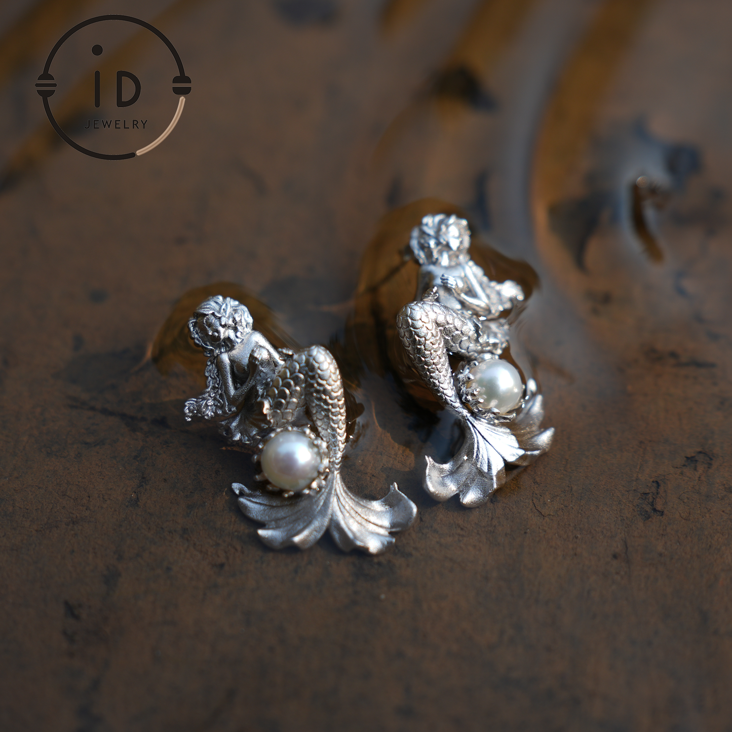 Mermaid Princess Earrings – Handmade 925 Silver Jewelry with Real Pearls, Ocean-inspired Gift