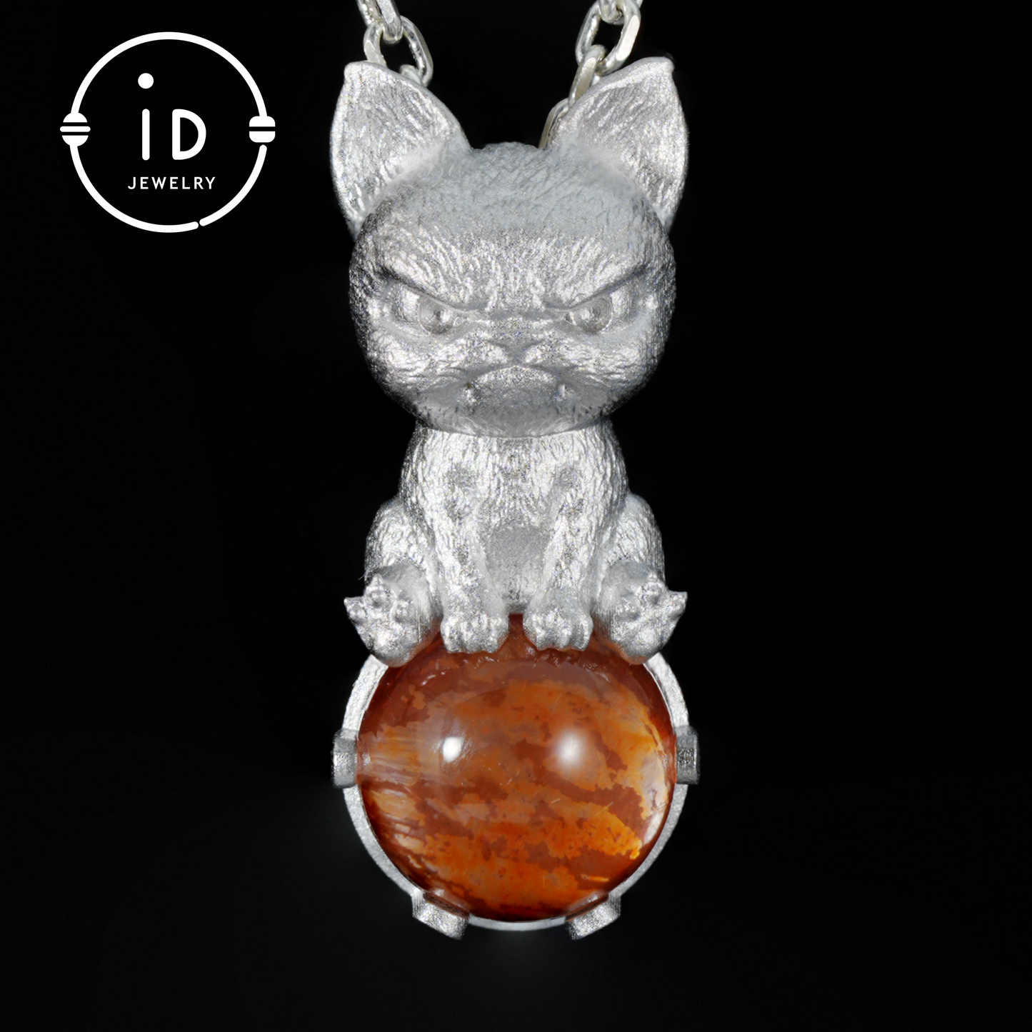 Silver Dog Pendant with Red Resin Stone, 925 Sterling Silver Necklace, Fairytale Animal Jewelry, Gift for Her Birthday