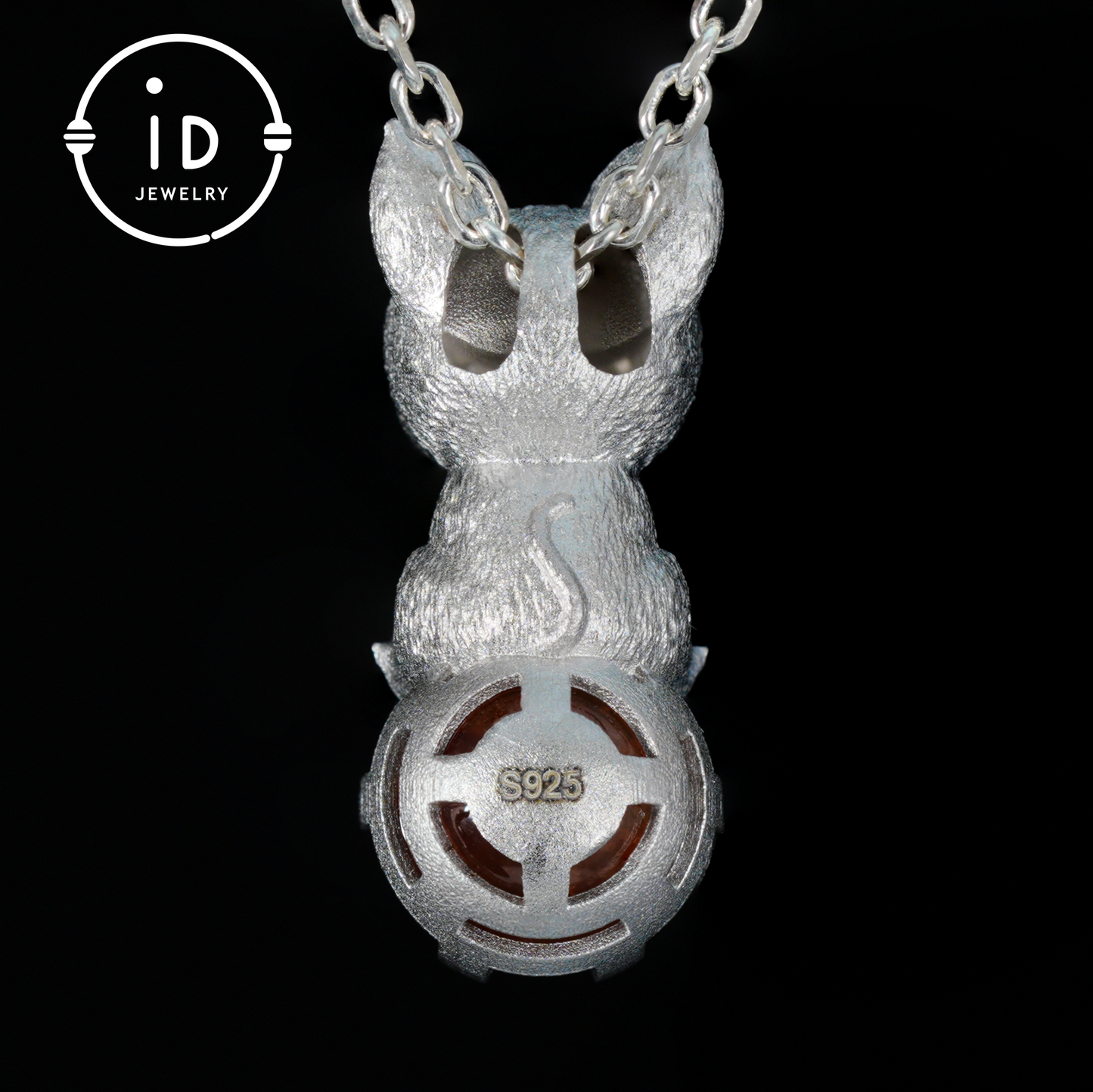 Silver Dog Pendant with Red Resin Stone, 925 Sterling Silver Necklace, Fairytale Animal Jewelry, Gift for Her Birthday