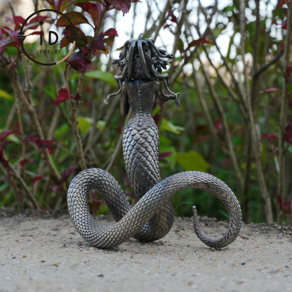 Silver Amethyst Serpent Woman Pendant & Figurine, Handmade Gothic Totem Art Object, Wearable or Display, Unique Gift Idea