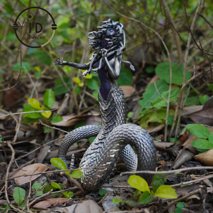 Silver Amethyst Serpent Woman Pendant & Figurine, Handmade Gothic Totem Art Object, Wearable or Display, Unique Gift Idea