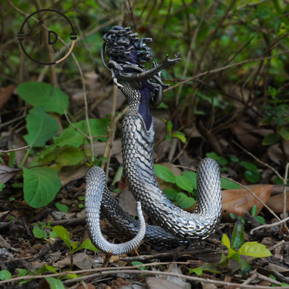 Silver Amethyst Serpent Woman Pendant & Figurine, Handmade Gothic Totem Art Object, Wearable or Display, Unique Gift Idea