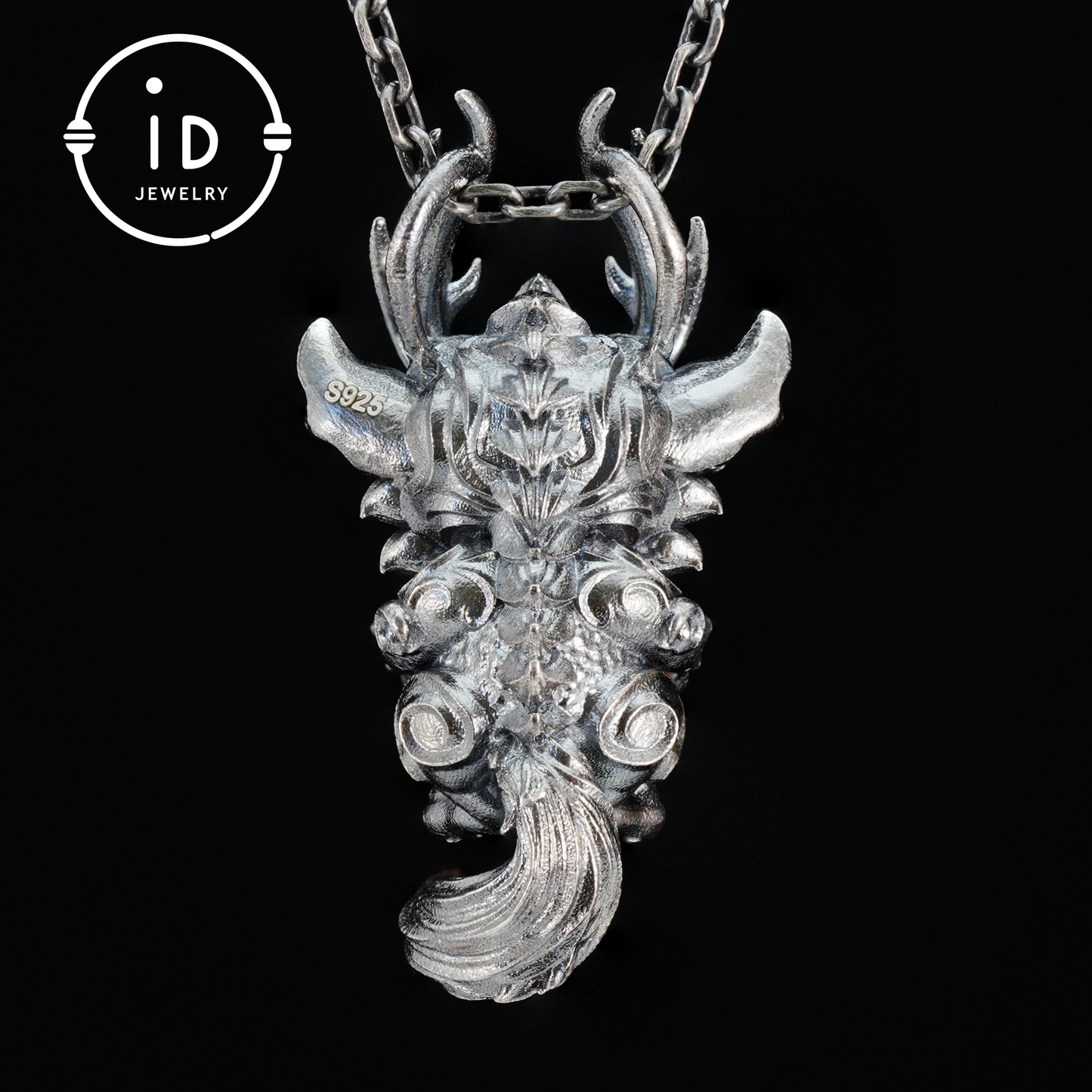 Silver Sunstone Pendant with Oxidized 925 Sterling, Fantasy Totem Necklace for Her, Vintage Gothic Jewelry, Christmas Birthday Gift, Large Gemstone Talisman