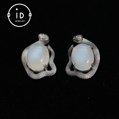 Handcrafted Gothic Stud Earrings with Snake Motif as Talisman for Transformation and Intuition, Ideal as Gift or Everyday Jewelry