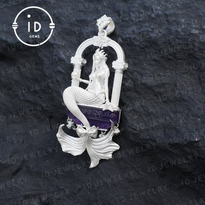 Underwater Goddess Pendant - 925 Sterling Silver, Amethyst, Mermaid Inspired, Handcrafted Fantasy Jewelry