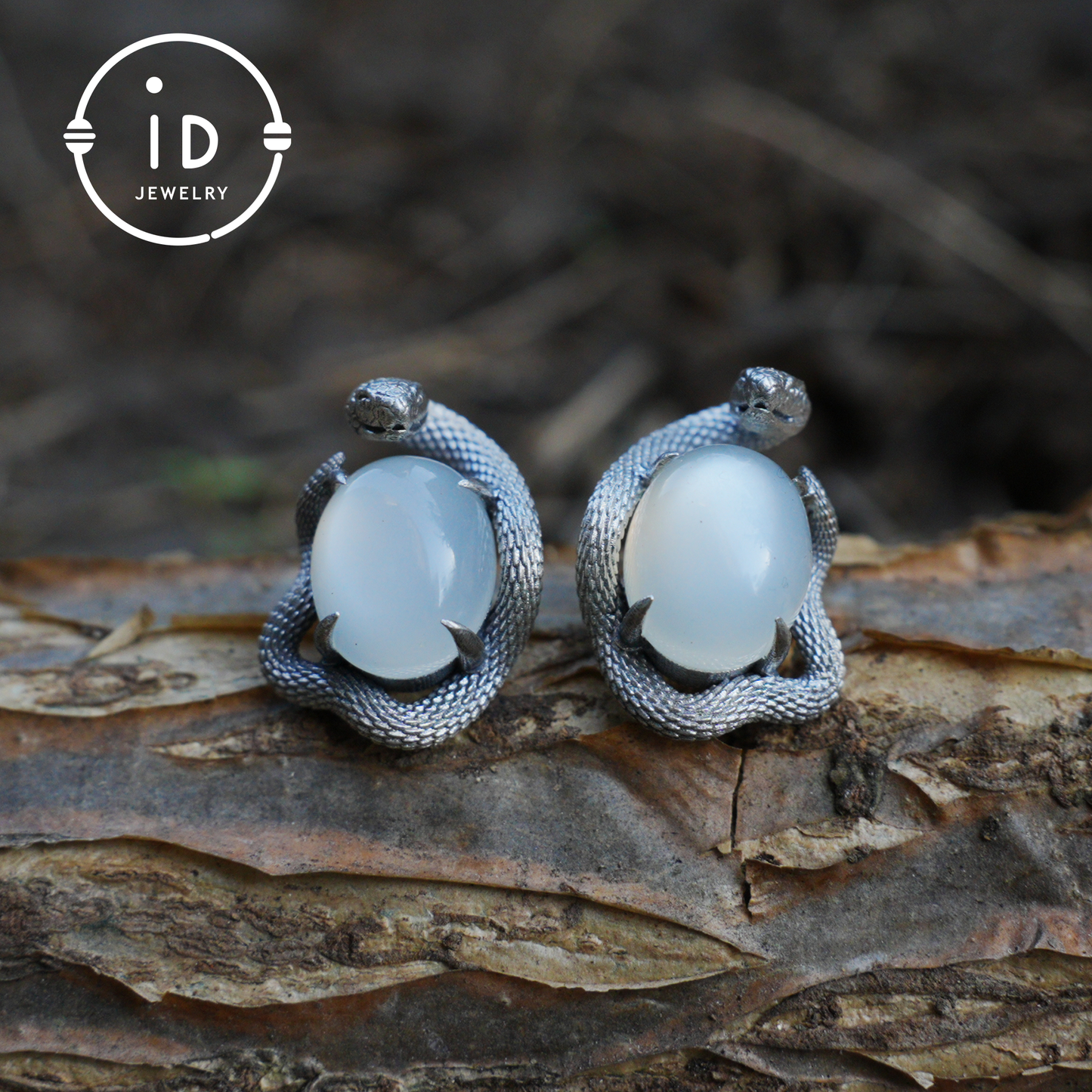 Handcrafted Gothic Stud Earrings with Snake Motif as Talisman for Transformation and Intuition, Ideal as Gift or Everyday Jewelry