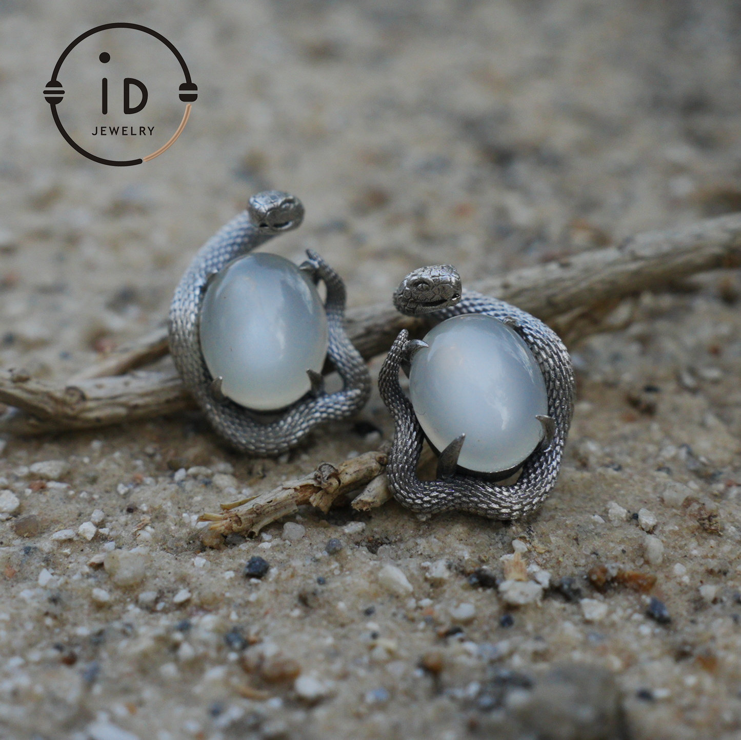 Handcrafted Gothic Stud Earrings with Snake Motif as Talisman for Transformation and Intuition, Ideal as Gift or Everyday Jewelry