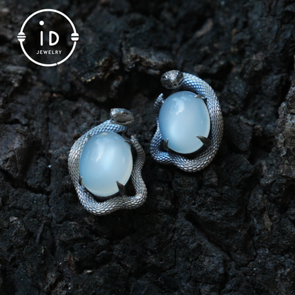 Handcrafted Gothic Stud Earrings with Snake Motif as Talisman for Transformation and Intuition, Ideal as Gift or Everyday Jewelry