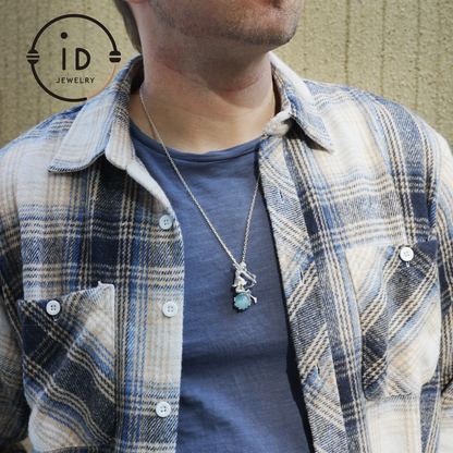 Sagittarius Archer Pendant Necklace in 925 Sterling Silver with Aquamarine – Handcrafted Zodiac Jewelry for Men or Woman