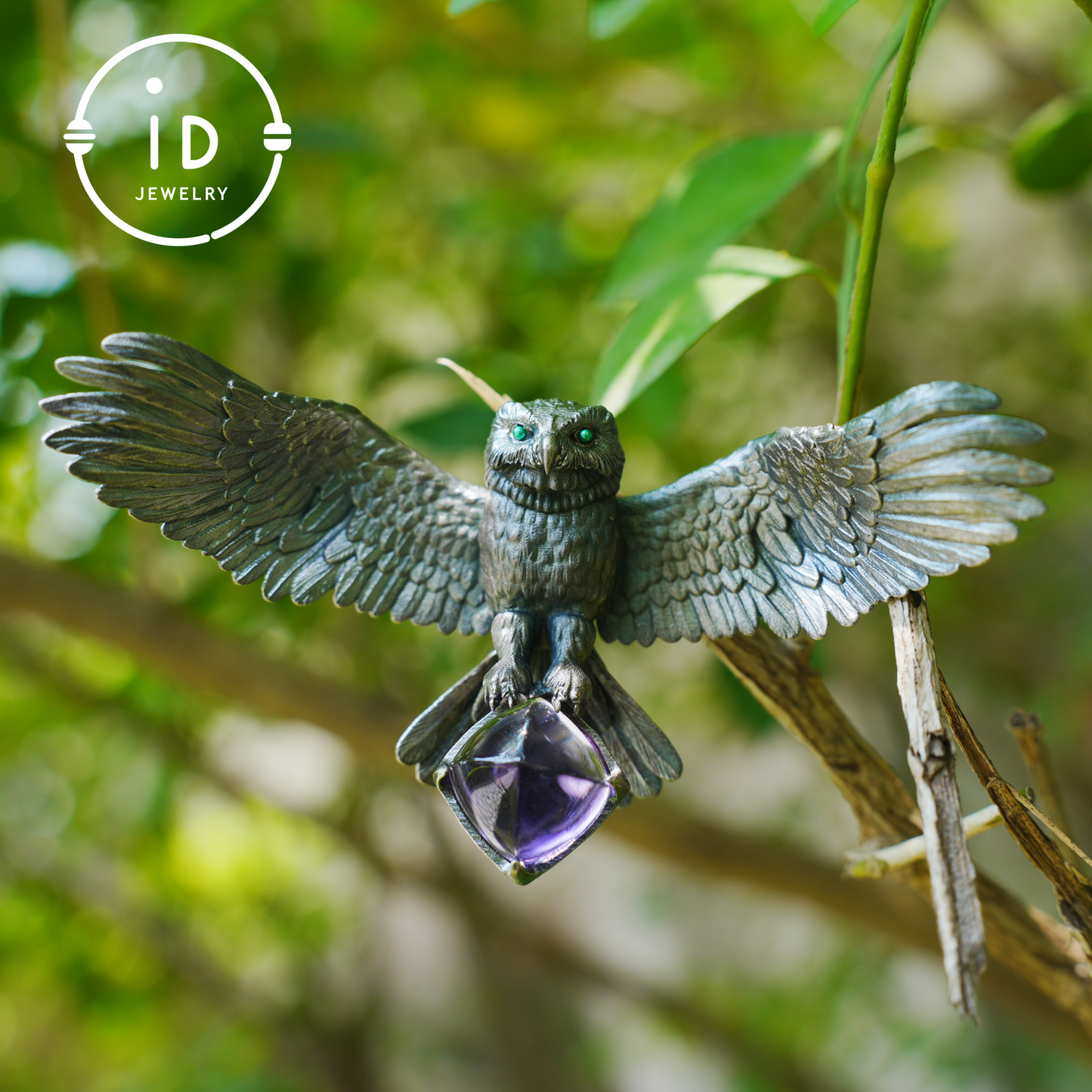 Spread-Wing Owl Necklace｜Animal Totem Amulet｜925 Sterling Silver, Hand-Carved｜Winged Design｜Nature-Themed Necklace